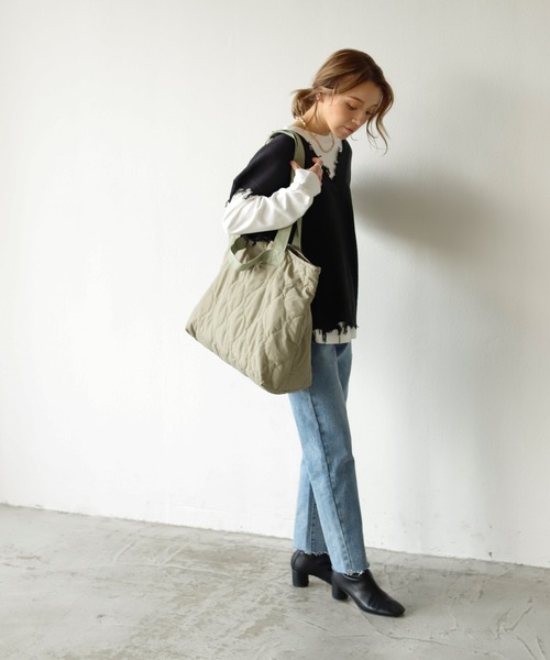 Auntie Rosa Holiday（アンティローザホリデー）の「キルトライナーラージトートバッグ（トートバッグ・レディース・ブラック/カーキ/ナチュラル・FREE）」の20枚目の写真