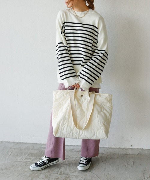 Auntie Rosa Holiday（アンティローザホリデー）の「キルトライナーラージトートバッグ（トートバッグ・レディース・ブラック/カーキ/ナチュラル・FREE）」の16枚目の写真