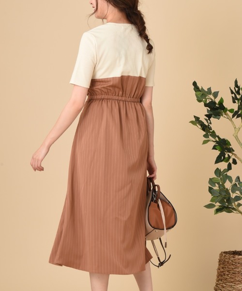 INTERPLANET（インタープラネット）の「サッシュベルト付きドッキングワンピース（ワンピース・レディース・キャメル/ネイビー・FREE）」の16枚目の写真