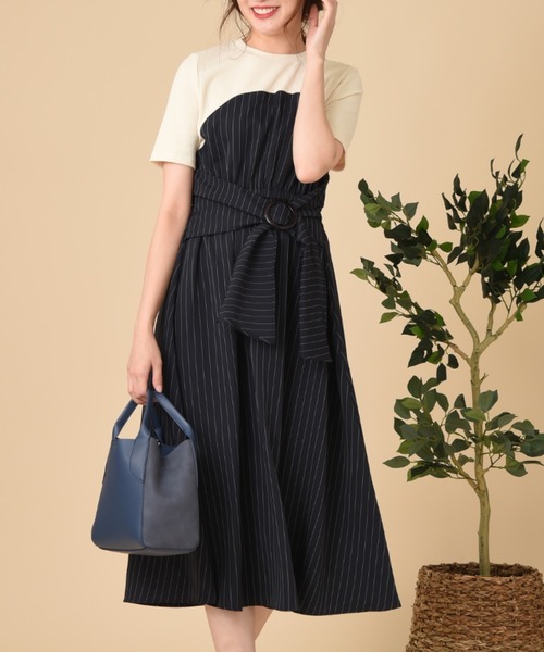 INTERPLANET（インタープラネット）の「サッシュベルト付きドッキングワンピース（ワンピース・レディース・キャメル/ネイビー・FREE）」の12枚目の写真