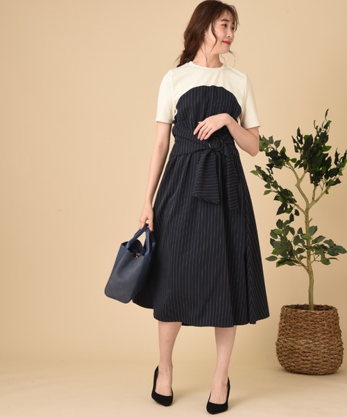 INTERPLANET（インタープラネット）の「サッシュベルト付きドッキングワンピース（ワンピース・レディース・キャメル/ネイビー・FREE）」の10枚目の写真