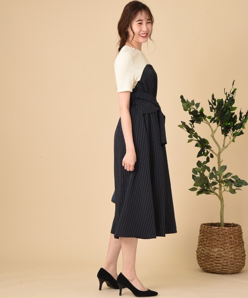 INTERPLANET（インタープラネット）の「サッシュベルト付きドッキングワンピース（ワンピース・レディース・キャメル/ネイビー・FREE）」の8枚目の写真