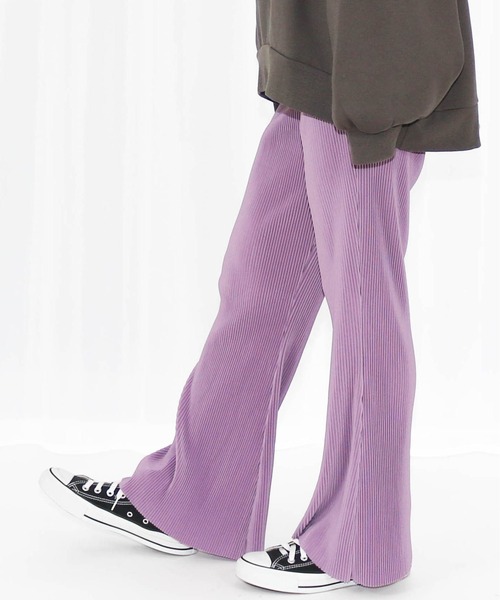 Per sist ence(パーシエンス)の「Per sist ence/パーシエンス セミフレアプリーツパンツ(その他パンツ・レディース・グレー/パープル/ブラック/ベージュ系その他/ベージュ・FREE)」の5枚目の写真