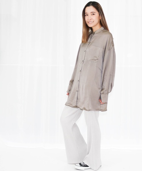 Per sist ence(パーシエンス)の「Per sist ence/パーシエンス セミフレアプリーツパンツ(その他パンツ・レディース・グレー/パープル/ブラック/ベージュ系その他/ベージュ・FREE)」の10枚目の写真