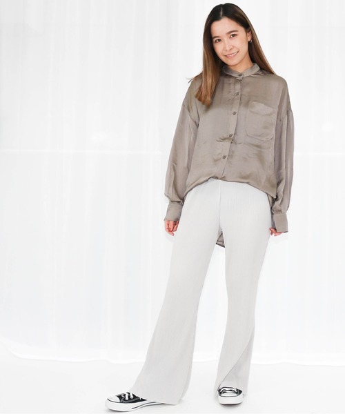 Per sist ence(パーシエンス)の「Per sist ence/パーシエンス セミフレアプリーツパンツ(その他パンツ・レディース・グレー/パープル/ブラック/ベージュ系その他/ベージュ・FREE)」の13枚目の写真