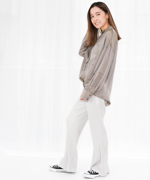 Per sist ence(パーシエンス)の「Per sist ence/パーシエンス セミフレアプリーツパンツ(その他パンツ・レディース・グレー/パープル/ブラック/ベージュ系その他/ベージュ・FREE)」の14枚目の写真