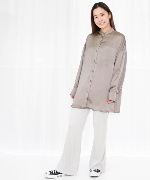 Per sist ence(パーシエンス)の「Per sist ence/パーシエンス セミフレアプリーツパンツ(その他パンツ・レディース・グレー/パープル/ブラック/ベージュ系その他/ベージュ・FREE)」の8枚目の写真