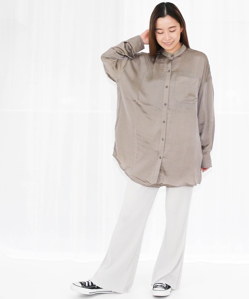 Per sist ence(パーシエンス)の「Per sist ence/パーシエンス セミフレアプリーツパンツ(その他パンツ・レディース・グレー/パープル/ブラック/ベージュ系その他/ベージュ・FREE)」の9枚目の写真