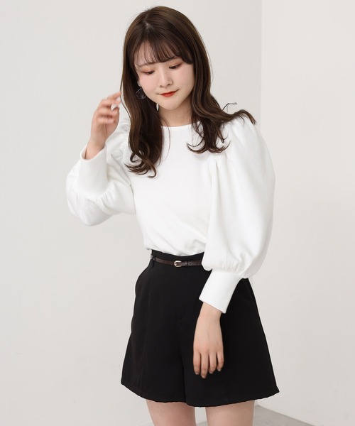 one after another NICE CLAUP(ワンアフターアナザーナイスクラップ)の「Backリボンテレコトップス(Tシャツ/カットソー・レディース・ブラック/ベージュ/オフホワイト/アイボリー・FREE)」の7枚目の写真