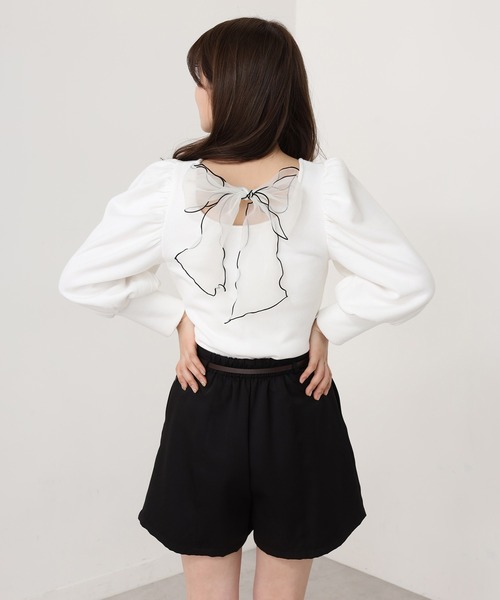 one after another NICE CLAUP(ワンアフターアナザーナイスクラップ)の「Backリボンテレコトップス(Tシャツ/カットソー・レディース・ブラック/ベージュ/オフホワイト/アイボリー・FREE)」の8枚目の写真