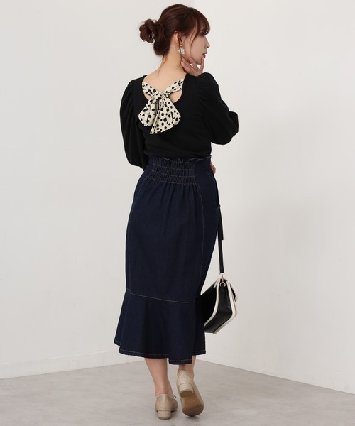 one after another NICE CLAUP(ワンアフターアナザーナイスクラップ)の「Backリボンテレコトップス(Tシャツ/カットソー・レディース・ブラック/ベージュ/オフホワイト/アイボリー・FREE)」の15枚目の写真