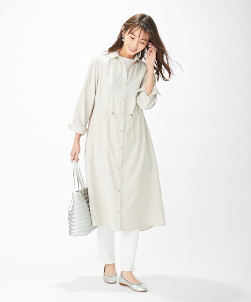 J.PRESS(ジェイプレス)の「【洗える】ソフトタイプライター ワンピース(シャツワンピース・レディース・ベージュ系/カーキ系/サックスブルー系・11/9)」の6枚目の写真