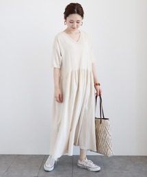 AMERICAN HOLIC | Vネックギャザーニットワンピース(ワンピース)