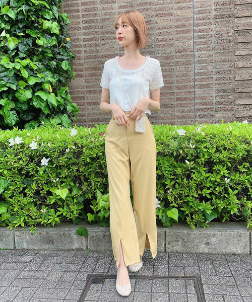 Voyage titty&Co.PETIT(ボヤージュティティアンドコープチ)の「【Voyage titty&Co.】ヘムスリットPT(その他パンツ・レディース・ベージュ/ブラック・SMALL/MEDIUM)」の2枚目の写真