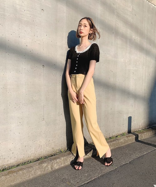 Voyage titty&Co.PETIT(ボヤージュティティアンドコープチ)の「【Voyage titty&Co.】ヘムスリットPT(その他パンツ・レディース・ベージュ/ブラック・SMALL/MEDIUM)」の17枚目の写真