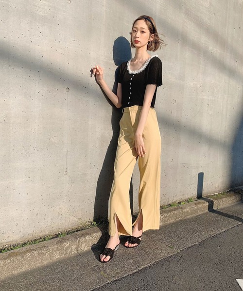 Voyage titty&Co.PETIT(ボヤージュティティアンドコープチ)の「【Voyage titty&Co.】ヘムスリットPT(その他パンツ・レディース・ベージュ/ブラック・SMALL/MEDIUM)」の18枚目の写真