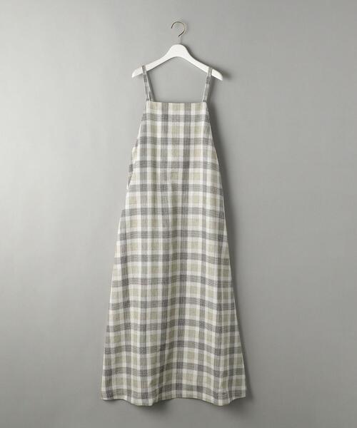 BEAUTY&YOUTH UNITED ARROWS（ビューティーアンドユースユナイテッドアローズ）の「BY 麻ブレンドチェックキャミソールワンピース（ワンピース・レディース・ブラック/ブラウン/オリーブ・SMALL/MEDIUM）」の11枚目の写真