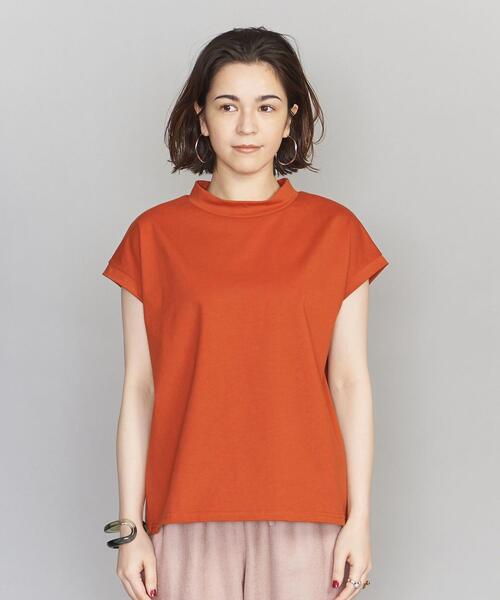 BEAUTY&YOUTH UNITED ARROWS（ビューティーアンドユースユナイテッドアローズ）の「BY コットンモックネックノースリーブカットソー（Tシャツ/カットソー・レディース・オレンジ系その他/ホワイト/ブラック・FREE）」の4枚目の写真