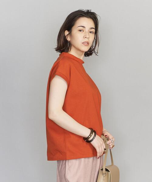 BEAUTY&YOUTH UNITED ARROWS（ビューティーアンドユースユナイテッドアローズ）の「BY コットンモックネックノースリーブカットソー（Tシャツ/カットソー・レディース・オレンジ系その他/ホワイト/ブラック・FREE）」の7枚目の写真