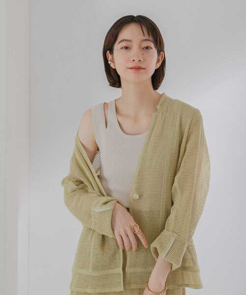 KBF（ケイビーエフ）の「カットショルダーリブタンク（タンクトップ・レディース・チャコールグレー/ベージュ/ブルー・ONE）」の3枚目の写真