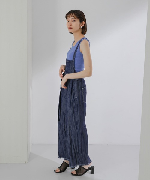 KBF（ケイビーエフ）の「カットショルダーリブタンク（タンクトップ・レディース・チャコールグレー/ベージュ/ブルー・ONE）」の12枚目の写真