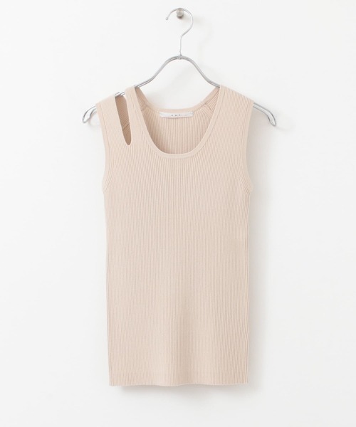 KBF（ケイビーエフ）の「カットショルダーリブタンク（タンクトップ・レディース・チャコールグレー/ベージュ/ブルー・ONE）」の11枚目の写真