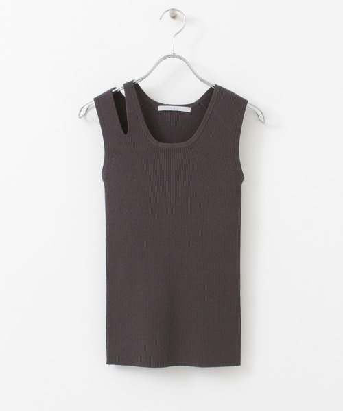 KBF（ケイビーエフ）の「カットショルダーリブタンク（タンクトップ・レディース・チャコールグレー/ベージュ/ブルー・ONE）」の21枚目の写真