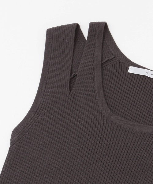 KBF（ケイビーエフ）の「カットショルダーリブタンク（タンクトップ・レディース・チャコールグレー/ベージュ/ブルー・ONE）」の14枚目の写真