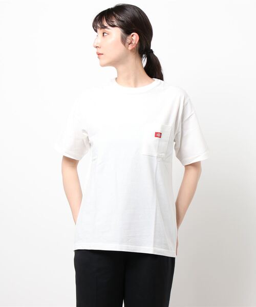 Dickies(ディッキーズ)の「【DICKIES/ディッキーズ】ワンポイントブランドロゴポケTシャツ(Tシャツ/カットソー・レディース・ホワイト/ライトグレー/ブラック/オレンジ/ライトグリーン/オフホワイト・LARGE/MEDIUM)」の3枚目の写真