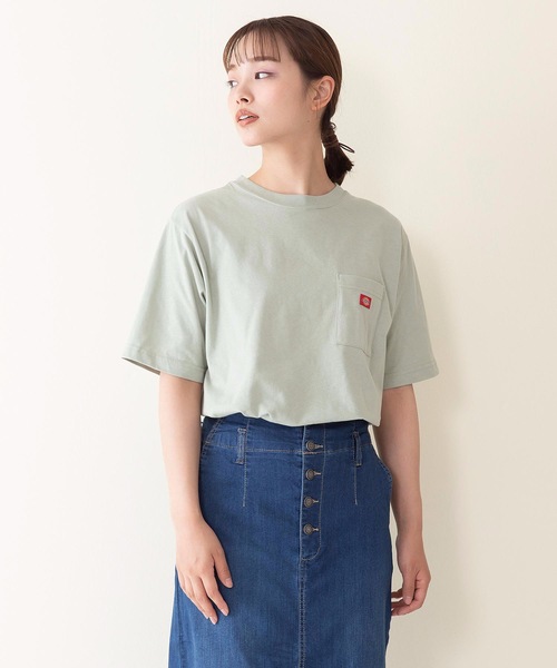Dickies(ディッキーズ)の「【DICKIES/ディッキーズ】ワンポイントブランドロゴポケTシャツ(Tシャツ/カットソー・レディース・ホワイト/ライトグレー/ブラック/オレンジ/ライトグリーン/オフホワイト・LARGE/MEDIUM)」の1枚目の写真