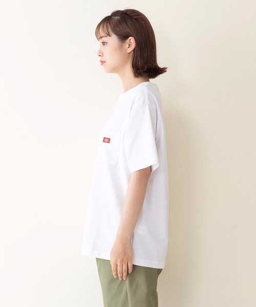 Dickies(ディッキーズ)の「【DICKIES/ディッキーズ】ワンポイントブランドロゴポケTシャツ(Tシャツ/カットソー・レディース・ホワイト/ライトグレー/ブラック/オレンジ/ライトグリーン/オフホワイト・LARGE/MEDIUM)」の12枚目の写真