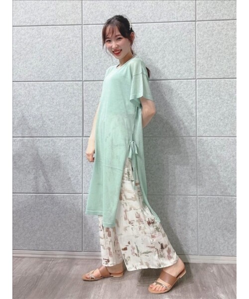 DRESKIP(ドレスキップ)の「◆【2点セット】サイドリボンシア-ニットワンピース×インナータンク(ワンピース・レディース・ブラック/サンドベージュ/グリーン系・02/03)」の3枚目の写真