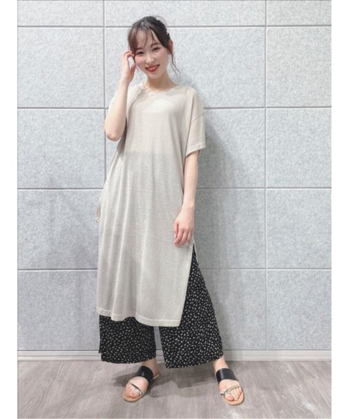 DRESKIP(ドレスキップ)の「◆【2点セット】サイドリボンシア-ニットワンピース×インナータンク(ワンピース・レディース・ブラック/サンドベージュ/グリーン系・02/03)」の5枚目の写真