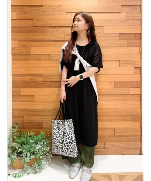 DRESKIP(ドレスキップ)の「◆【2点セット】サイドリボンシア-ニットワンピース×インナータンク(ワンピース・レディース・ブラック/サンドベージュ/グリーン系・02/03)」の8枚目の写真