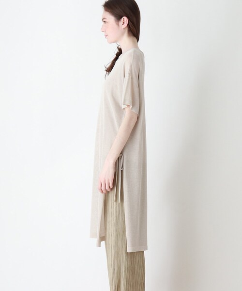 DRESKIP(ドレスキップ)の「◆【2点セット】サイドリボンシア-ニットワンピース×インナータンク(ワンピース・レディース・ブラック/サンドベージュ/グリーン系・02/03)」の9枚目の写真