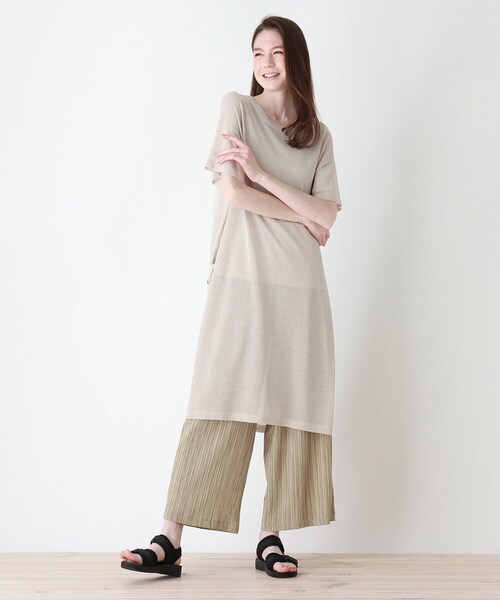 DRESKIP(ドレスキップ)の「◆【2点セット】サイドリボンシア-ニットワンピース×インナータンク(ワンピース・レディース・ブラック/サンドベージュ/グリーン系・02/03)」の16枚目の写真