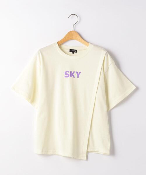 green label relaxing(グリーンレーベルリラクシング)の「【ジュニア】TJ アシンメトリー 切り替え TEE Ⅱ(Tシャツ/カットソー・キッズ・ダークグレー/オフホワイト/コバルトブルー・155/145)」の2枚目の写真