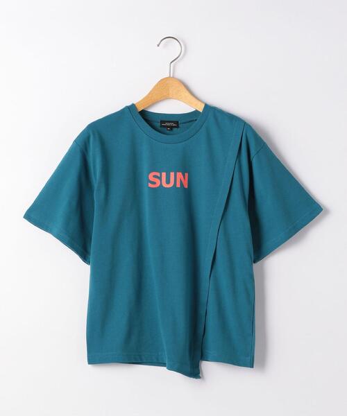 green label relaxing(グリーンレーベルリラクシング)の「【ジュニア】TJ アシンメトリー 切り替え TEE Ⅱ(Tシャツ/カットソー・キッズ・ダークグレー/オフホワイト/コバルトブルー・155/145)」の3枚目の写真