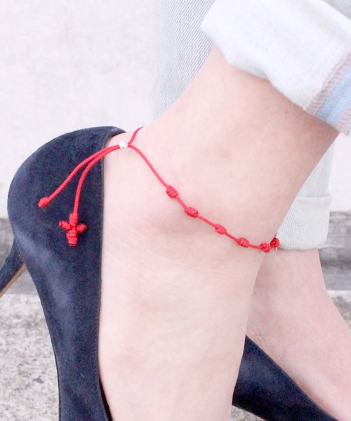 FACES(7)（フェイシーズセブン）の「MARCABANA マールカバーナ ロザリオコードアンクレット ブラス  MARIA マリア（アンクレット・レディース・ブラック/ネイビー/カーキ/ブルー/レッド・FREE）」の5枚目の写真