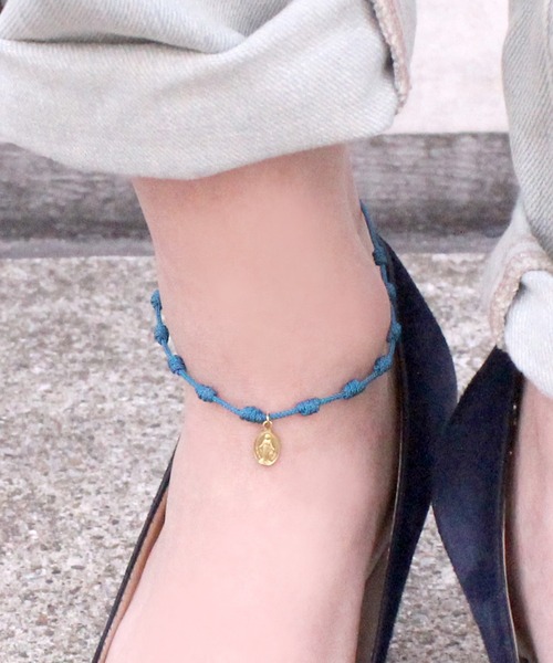 FACES(7)（フェイシーズセブン）の「MARCABANA マールカバーナ ロザリオコードアンクレット ブラス  MARIA マリア（アンクレット・レディース・ブラック/ネイビー/カーキ/ブルー/レッド・FREE）」の4枚目の写真