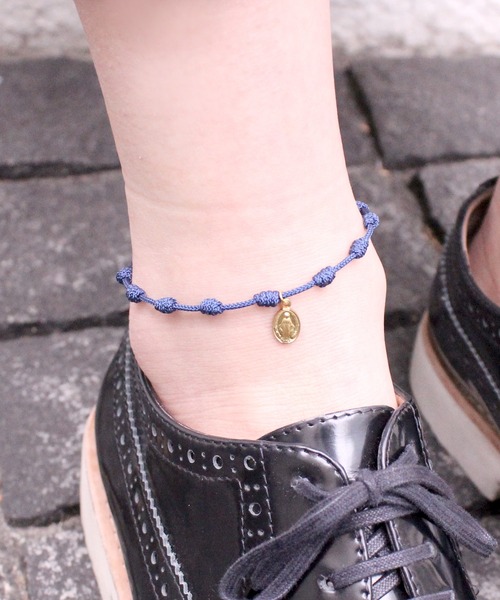 FACES(7)（フェイシーズセブン）の「MARCABANA マールカバーナ ロザリオコードアンクレット ブラス  MARIA マリア（アンクレット・レディース・ブラック/ネイビー/カーキ/ブルー/レッド・FREE）」の17枚目の写真