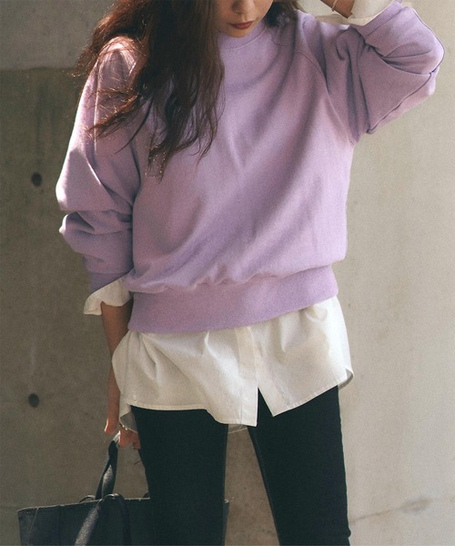 titivate(ティティベイト)の「ベーシックスウェットプルオーバー(スウェット・レディース・ピンク/オフホワイト/イエロー/パープル/モカ/ブラック・M/S)」の4枚目の写真