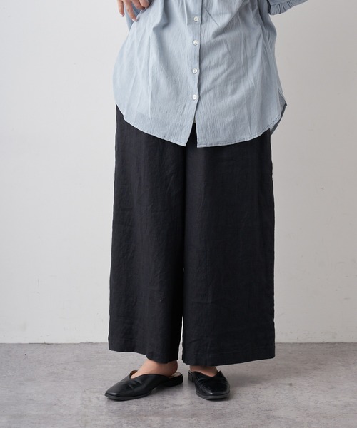 PUAL CE CIN(ピュアルセシン)の「【Du noir】リネンスラックスパンツ(スラックス・レディース・ブラック/グレー/ベージュ・FREE)」の1枚目の写真