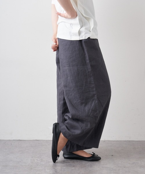PUAL CE CIN(ピュアルセシン)の「【Du noir】リネンスラックスパンツ(スラックス・レディース・ブラック/グレー/ベージュ・FREE)」の4枚目の写真