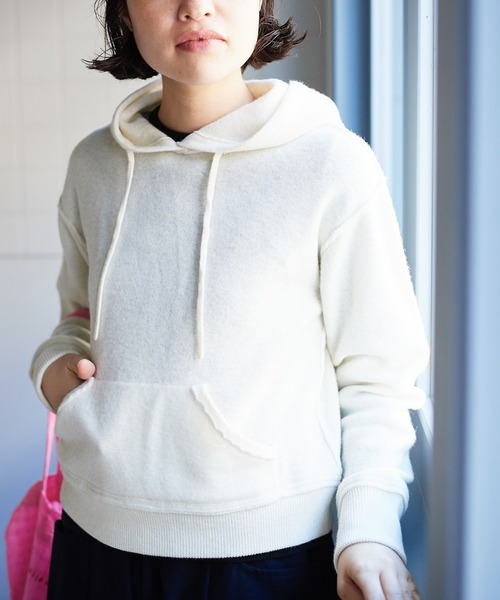 bulle de savon（ビュルデサボン）の「強縮　パーカー（パーカー・レディース・ホワイト/ネイビー・FREE）」の5枚目の写真