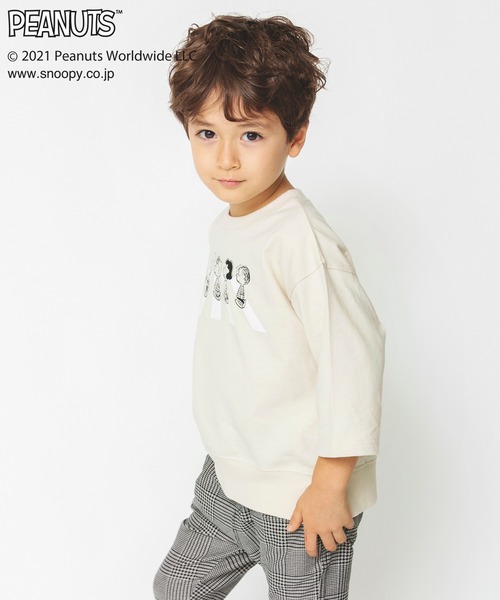 PEANUTS(ピーナッツ)の「【PEANUTS】スヌーピー&フレンズ ゆるシルエット8分袖Tシャツ(Tシャツ/カットソー・キッズ・サックスブルー/アイボリー・90cm/110cm/100cm/120cm/130cm)」の3枚目の写真