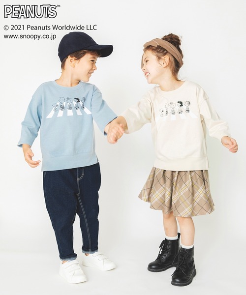 PEANUTS(ピーナッツ)の「【PEANUTS】スヌーピー&フレンズ ゆるシルエット8分袖Tシャツ(Tシャツ/カットソー・キッズ・サックスブルー/アイボリー・90cm/110cm/100cm/120cm/130cm)」の6枚目の写真