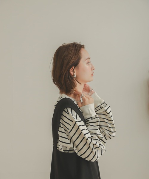 SENSE OF PLACE by URBAN RESEARCH（センスオブプレイスバイアーバンリサーチ）の「オーガニックコットンボーダーチュニック（Tシャツ/カットソー・レディース・ブラック系その他/ブラウン系その他/ホワイト系その他・ONE）」の2枚目の写真