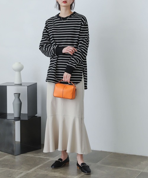 SENSE OF PLACE by URBAN RESEARCH（センスオブプレイスバイアーバンリサーチ）の「オーガニックコットンボーダーチュニック（Tシャツ/カットソー・レディース・ブラック系その他/ブラウン系その他/ホワイト系その他・ONE）」の3枚目の写真