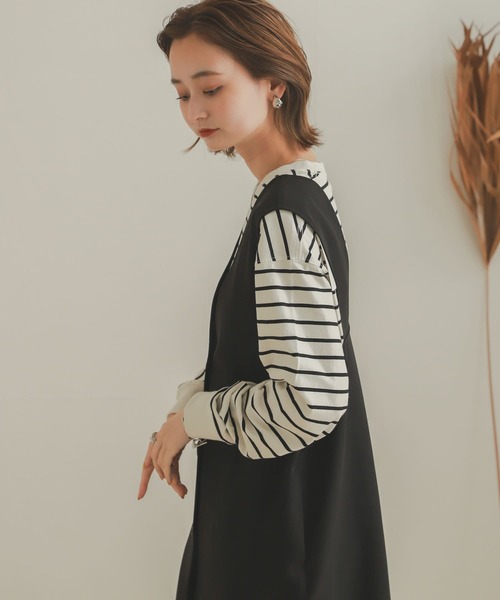 SENSE OF PLACE by URBAN RESEARCH（センスオブプレイスバイアーバンリサーチ）の「オーガニックコットンボーダーチュニック（Tシャツ/カットソー・レディース・ブラック系その他/ブラウン系その他/ホワイト系その他・ONE）」の7枚目の写真